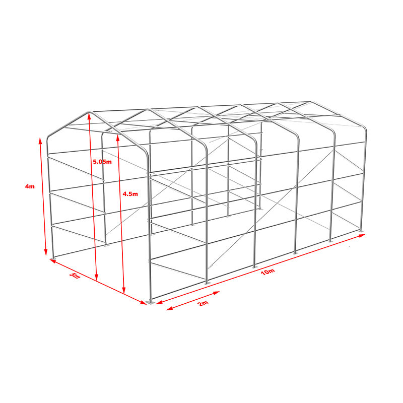 Tenda Penyimpanan Gudang Luar Ruangan Tinggi Samping 5X10 4m Garasi Besar Fleksibel
