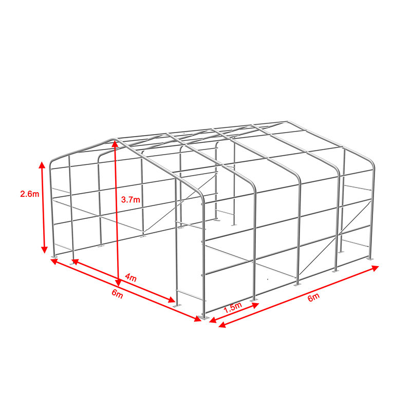 Aula Tenda Gudang Sementara Rangka Baja Galvanis Sepenuhnya Tinggi Samping 6X6 2,6m