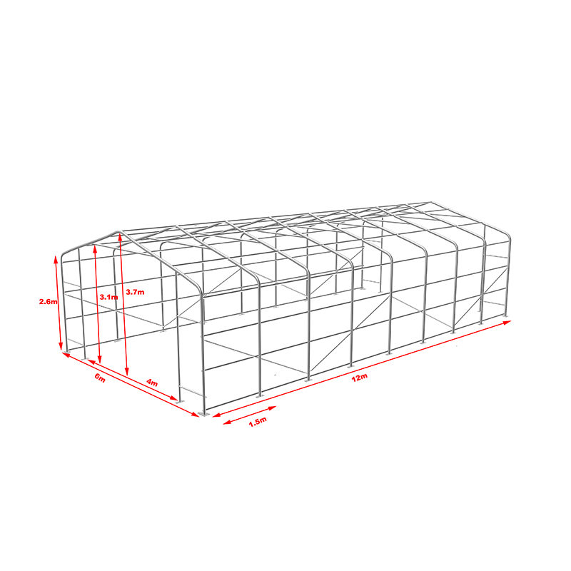 Tenda Penyimpanan Gudang Industri Tahan Suhu Tinggi Sideheight 6X12 2,6m
