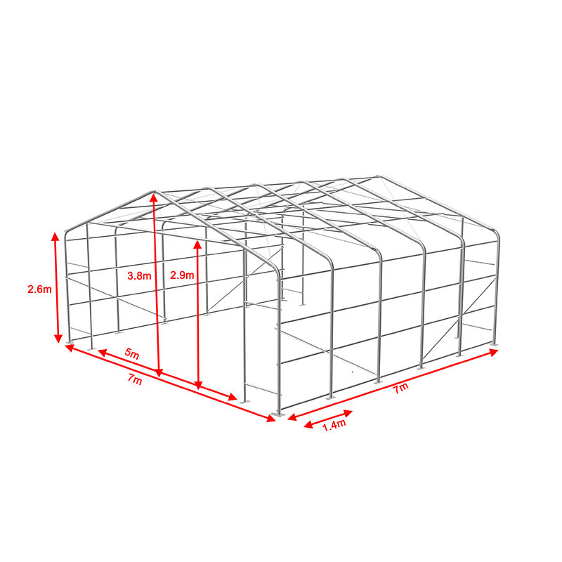 Aula Tenda Portabel Tenda Naungan Gudang Industri & Komersial Tinggi Samping 7x7 2.6m