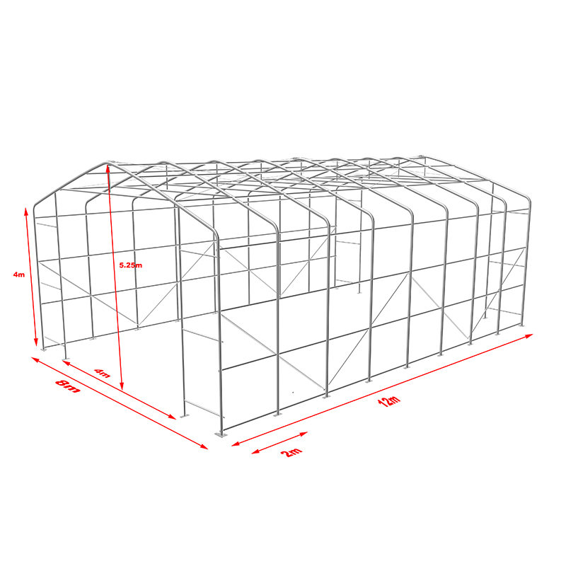 Tenda Naungan Gudang Tahan UV Tinggi Samping 8X12 4M