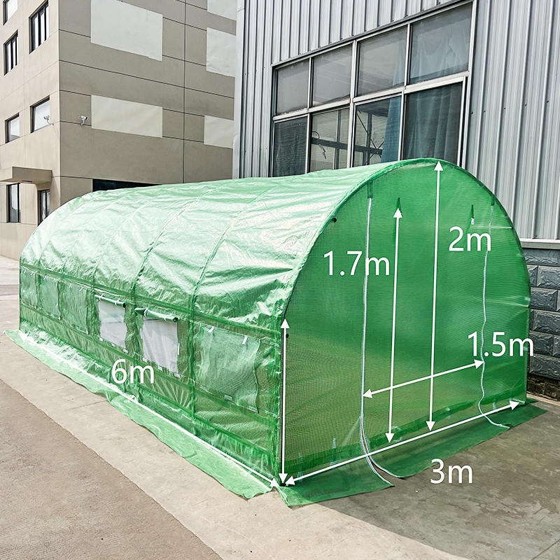 Rumah Kaca & Polytunnel Round Top Pelindung Cuaca 3x6x2m