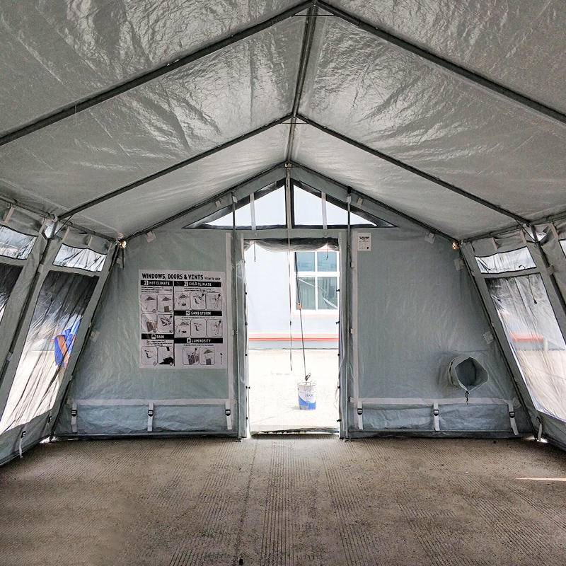 Tenda Hub Serbaguna Standar UNICEF 42m² dengan Penutup Naungan Terintegrasi/dapat dilepas