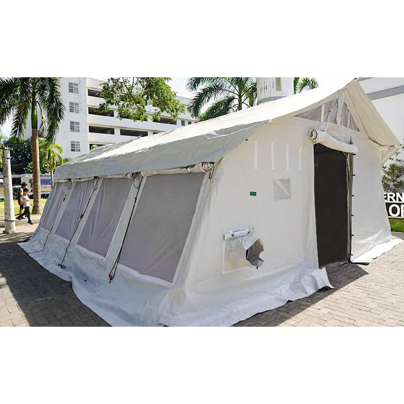 Tenda Hub Serbaguna Standar UNICEF 42m² dengan Penutup Naungan Terintegrasi/dapat dilepas