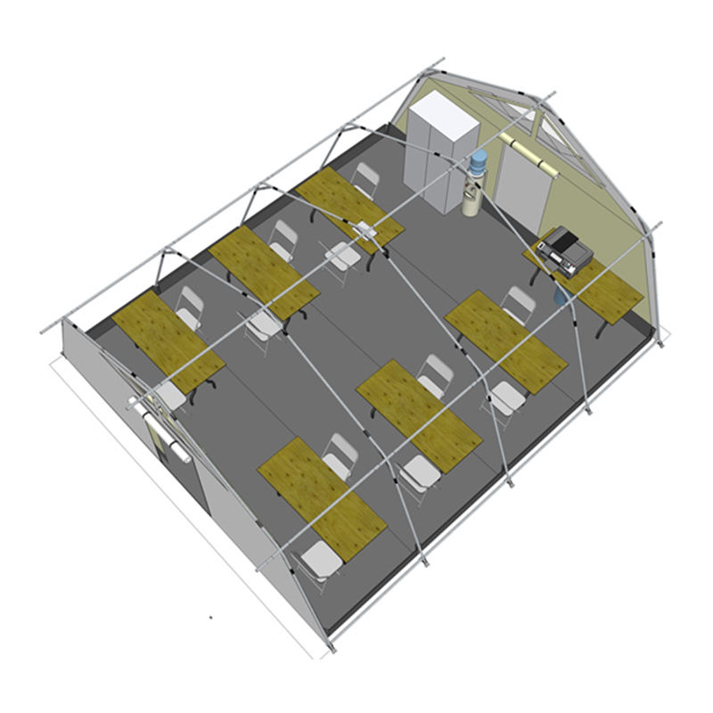 Tenda Hub Serbaguna Standar UNICEF 42m² dengan Penutup Naungan Terintegrasi/dapat dilepas