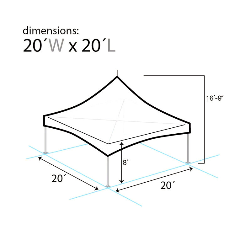 (6x6m) Tenda Pesta Puncak Tinggi Aluminium Pinnacle 20