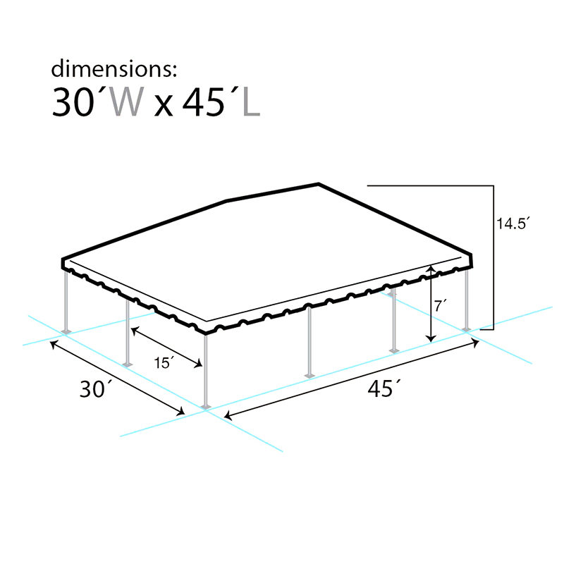 Tenda Pesta PVC Bagian Tabung Aluminium Kembar Rangka Pantai Barat 30 
